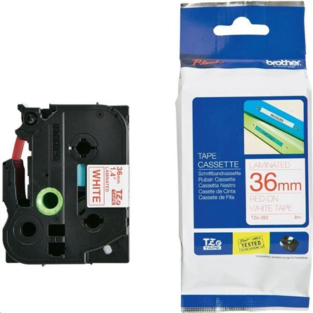 Brother TZE262 36mm fehér alapon piros festékszalag fehér-piros