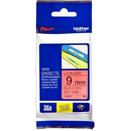 Brother TZe421 9mm fekete alapon piros festékszalag fekete-piros