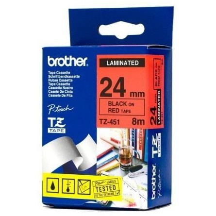 Brother TZE451 24mm piros alapon fekete festékszalag piros-fekete