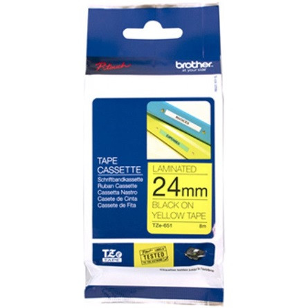 BROTHER Festékszalag TZe-651, Sárga alapon Fekete, Laminált, 24mm  0.94", 8 méter
