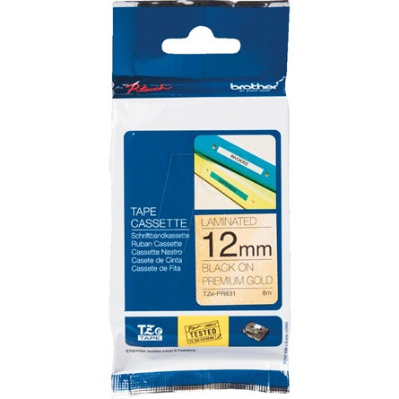 Brother TZEPR831 Tape 12mm Black on Premium Gold festékszalag fekete