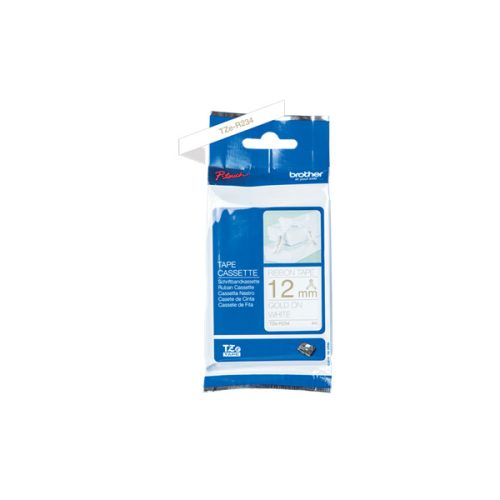 BROTHER Textil szalag TZe-R234, Fehér alapon Arany, 12mm  0.47", 4 méter