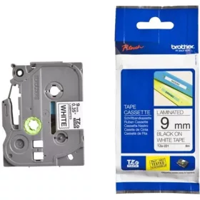   Brother TZeS211 6mm fehér alapon fekete erős tapadású laminált szalag festékszalag fekete-fehér