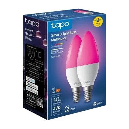TP-LINK LED Izzó Wi-Fi-s E14, Multi Color, váltakozó színekkel, TAPO L430C(2-PACK)