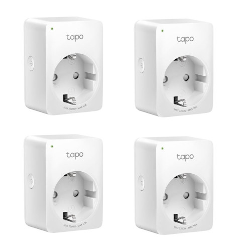 TP-Link Okos Dugalj - Tapo P100 4-pack (230V-10A; 2,4GHz WiFi; Távoli hozzáférés; Ütemezés; Távoli mód)