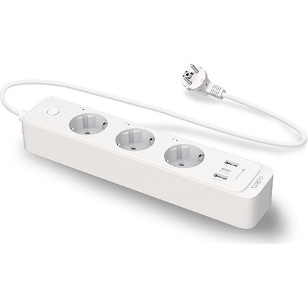 TP-Link Okos Elosztósor - Tapo P300 (230V-10A; 2,4GHz; BT4.2; 3x aljzat; 1,5m kábel; 2xUSB; 1xUSB-C; Ütemezés; Táv.mód)