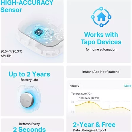 TP-Link Tapo T310 hőmérséklet + páratartalom érzékelő fehér
