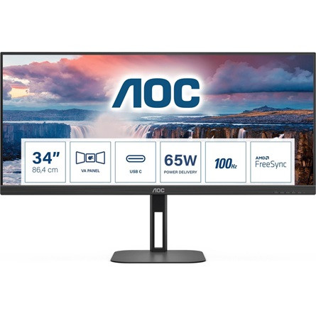 AOC U34V5C 34" VA LED monitor fekete 100Hz FreeSync