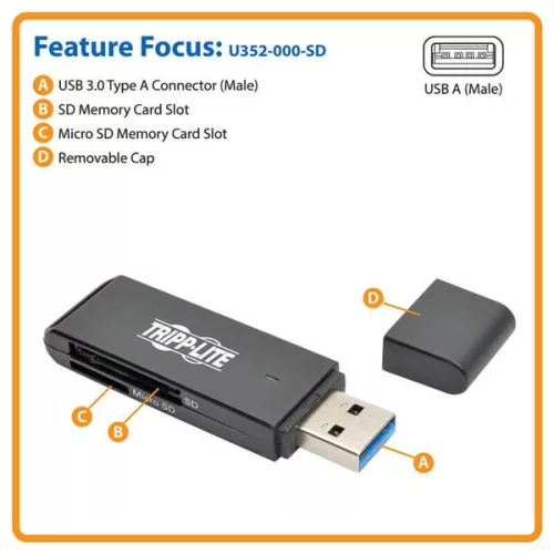 TRIPP-LITE TRIPP LITE adapter, USB 3.0 SuperSpeed, SD/Micro SD memória kártya olvasó