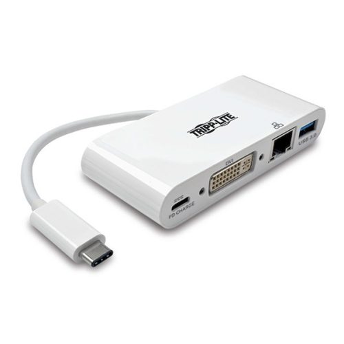 TRIPP-LITE TRIPP LITE USB-C adapter, DVI, USB-A Port, Gbe and PD Charging, fehér