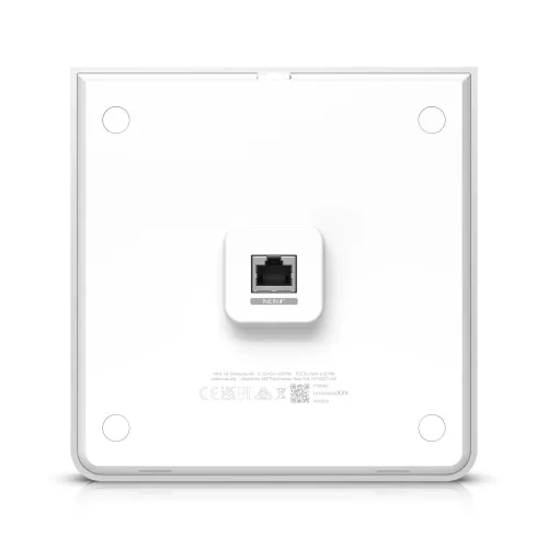 UBIQUITI U6 Enterprise In-Wall, 10 spatial streams, 115 m² (1,250 ft²) coverage, 600+ connected devices, Powered using PoE+/PoE++, (4) GbE ports with (1) PoE output, 2.5 GbE uplink.