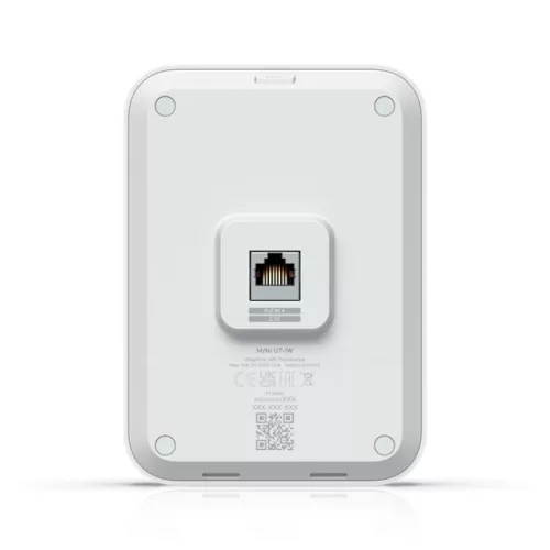Ubiquiti UniFin U70IW Wall mounted WiFi 7 AP with 4 spatial streams and an integreated 2.5GbE PoE switch desined for hospitality enviorments