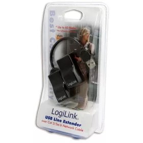   LogiLink USB-A 2.0 -> Cat.5e adatkábel hosszabbító 60m fekete