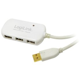 Logilink USB 2.0-ás aktív hosszabbító, 4 portos hub, 12m