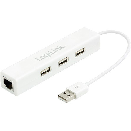 LogiLink USB LogiLink UA0174A USB2.0 3 portos külső hub Ethernet adapterrel