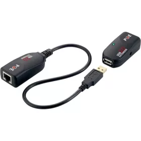   LogiLink USB-A 2.0 -> RJ45 M/F adatkábel hosszabbító fekete max. 50m, POE support
