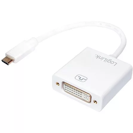 LogiLink USB-C 3.1 Gen1 -> DVI-I M/F adapter 0.14m fehér