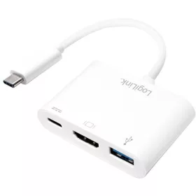   LogiLink USB-C -> HDMI USB-C PD USB-A 2.0 adapter 0.2m fehér