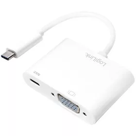 LogiLink USB-C -> VGA USB-C PD M/F adapter 0.2m fehér