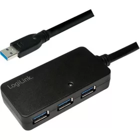   LogiLink USB-A 3.0 -> 4db USB-A 3.0 M/F aktív adatkábel hosszabbító 10m fekete