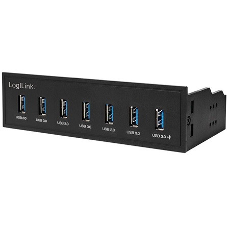 Delock UA0342 7-portos 5.25" USB3.0 hub fekete 1db töltőport