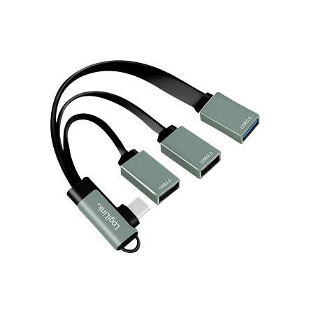 Delock UA0361 3-portos USB3.0 USB2.0 hub szürke-fekete