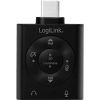 Logilink USB-C Audio Adapter, USB-C/M to 2x3.5mm/F, virtual 7.1, black