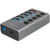 LogiLink UA0386 5-portos USB3.0 hub szürke (külön kapcsolható)