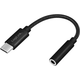   LogiLink USB-C -> Jack stereo 3,5mm (4pin) M/F adapter 0.13m fekete
