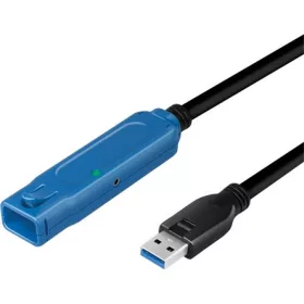   Logilink USB 3.2 Gen1 kábel, USB-A/M-USB-A/F, erősítő, fekete/kék, 20 m