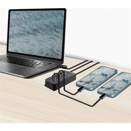 Logilink USB 3.2 Gen1 Hub, 4 port, be-/kikapcsoló, fekete