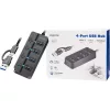 Logilink USB 3.2 Gen1 Hub, 4 port, be-/kikapcsoló, fekete