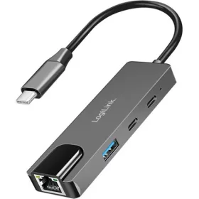   Logilink USB 3.2 Gen 1 hub, 3 portos, 2,5G Gigabit Ethernet adapterrel, térszürke