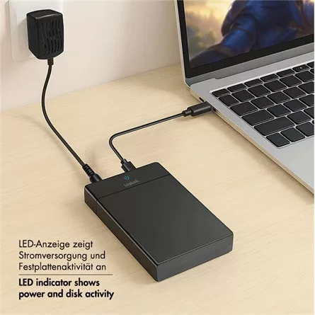 LogiLink 2.5/3.5" SATA3 USB-C Thunderbolt külső ház fekete