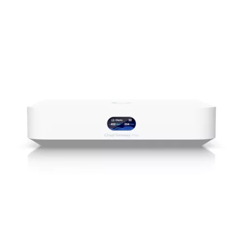Ubiquiti UCG-MAX Compact 2.5G Cloud Gateway with 30+ UniFi device / 300+ client support, 1.5 Gbps IPS routing, and selectable NVR storage, 1.5 Gbps routing with IDS/IPS, 512 GB NVMe SSD sto...