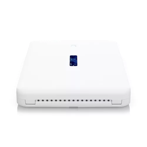 Ubiquiti All-in-one internet gateway, WiFi access point, and UniFi Console with an abundance of PoE ports.