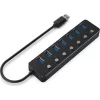 Gembird portonként kapcsolható 7-portos USB-A 3.1 Gen1 hub fekete