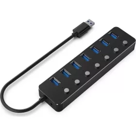   Gembird portonként kapcsolható 7-portos USB-A 3.1 Gen1 hub fekete