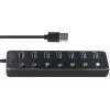 Gembird portonként kapcsolható 7-portos USB-A 3.1 Gen1 hub fekete