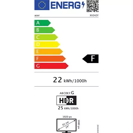 ACER Mon Acer 24.1" Nitro XV242Fbmiiprx ZeroFrame FreeSync Premium - TN - 540Hz | 2 év garancia |