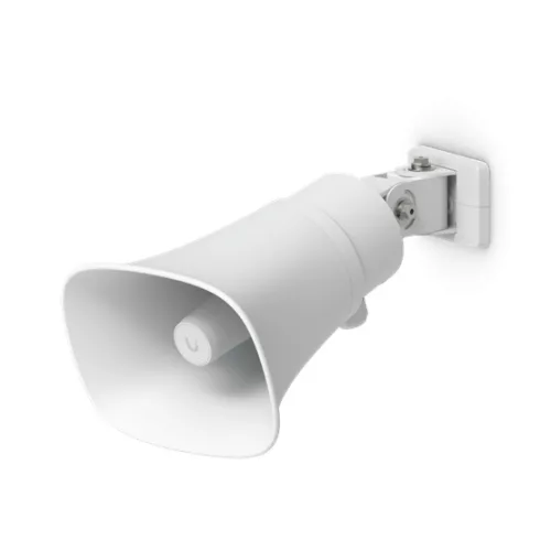 Ubiquiti UP-AI-Horn-Speaker-W All-weather PoE 120 dB horn speaker with advanced AI alert functionality and versatile wall, corner, and pole mounting options