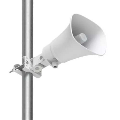 Ubiquiti UP-AI-Horn-Speaker-W All-weather PoE 120 dB horn speaker with advanced AI alert functionality and versatile wall, corner, and pole mounting options