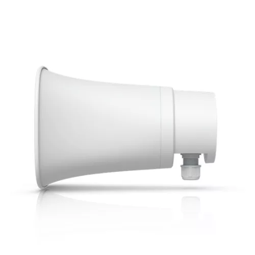 Ubiquiti UP-AI-Horn-Speaker-W All-weather PoE 120 dB horn speaker with advanced AI alert functionality and versatile wall, corner, and pole mounting options