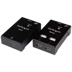   StarTech USB-A 2.0 RJ45 CAT5 UTP -> 4db USB-A 2.0 RJ45 CAT5 UTP F/F extender hosszabbító fekete max. 50m