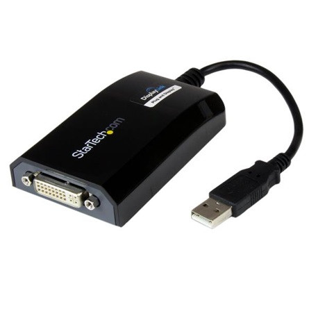 StarTech USB-A 2.0 -> DVI-I M/F adapter 0.15m fekete PC and MAC