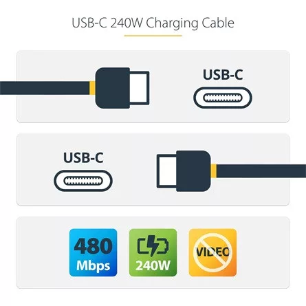 StarTech USB-C -> USB-C M/M töltőkábel 2m fekete