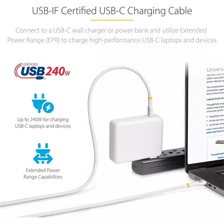 StarTech USB-C -> USB-C M/M töltőkábel 3m fehér