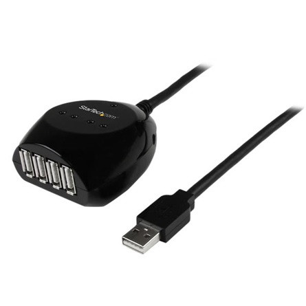 StarTech USB-A 2.0 -> 4db USB-A 2.0 M/F adatkábel 15m fekete aktív