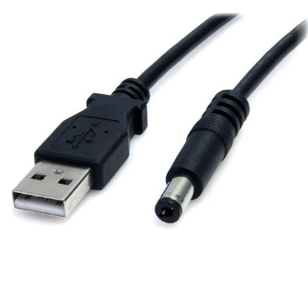 StarTech USB-A 2.0 -> DC 5.5 x 2.1mm M/M tápkábel 0.9m fekete