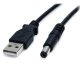 StarTech USB-A 2.0 -> DC 5.5 x 2.1mm M/M tápkábel 0.9m fekete